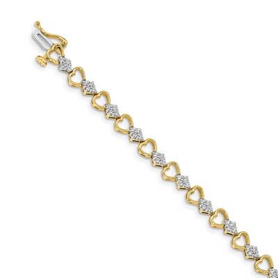 SI1/SI2 G H I Heart Link Bracelet 14k Yellow Gold Lab Grown Diamond BM4608-100-YLG, MPN: BM4608-100…