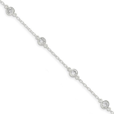 CZ Diamond Bracelet 7.75 Inch Sterling Silver Polished QX936CZ Diamond, MPN: QX936CZ, 196904160084