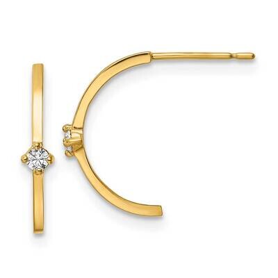 CZ Diamond J Hoop Post Earrings 14k Gold YE1999, MPN: YE1999, 191101799006