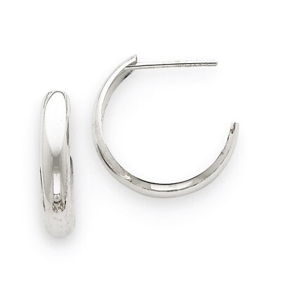 Polished 3.5mm J-Hoop Earrings 14k White Gold TM402, MPN: TM402, 883957292144