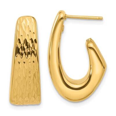18k Gold Gold Diamond-cut J-Hoop Post Earrings 18CMEI18181