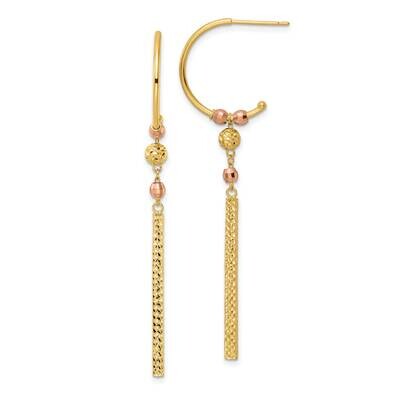 J-Hoop with Diamond-Cut Dangle Earrings 14k Two-Tone Gold TF2169, MPN: TF2169, 883957993768