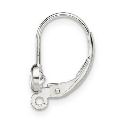 4.0mm CZ Bezel with Ring Leverback Sterling Silver SS4917, MPN: SS4917,