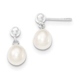 7-8mm White Cultured Pearl Earrings Sterling Silver QE7652, MPN: QE7652, 883957581415