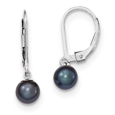 6-7mm Black Cultured Pearl Leverback Earrings Sterling Silver QE7701, MPN: QE7701, 886774271668