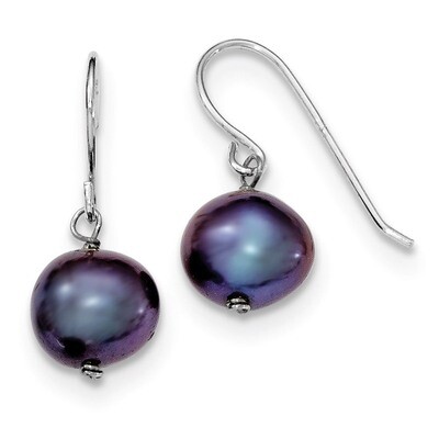 Black 7.5-8mm Cultured Pearl Dangle Earrings Sterling Silver QE7700, MPN: QE7700, 883957577630