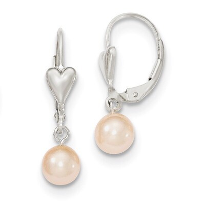 6-7mm Pink Cultured Pearl Leverback Earrings Sterling Silver QE7677, MPN: QE7677, 883957525792