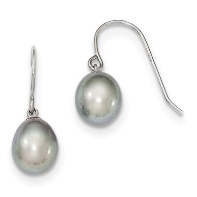 Grey 8-9mm Cultured Pearl Dangle Earrings Sterling Silver QE7674, MPN: QE7674, 883957584515
