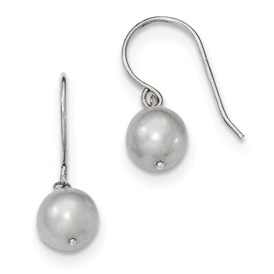 Grey 7-8mm Cultured Pearl Dangle Earrings Sterling Silver QE7673, MPN: QE7673, 883957578040