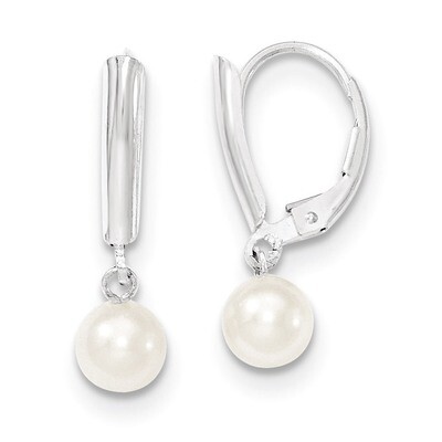 6-7mm White Cultured Pearl Leverback Earrings Sterling Silver QE7654, MPN: QE7654, 883957545301