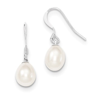 White 8-9mm Cultured Pearl Dangle Earrings Sterling Silver QE7648, MPN: QE7648, 886774201627