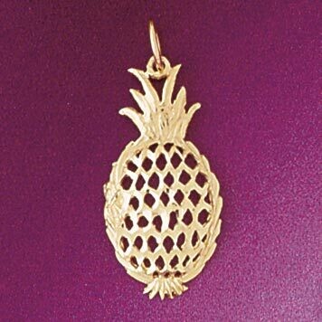 Dazzlers Jewelry Pineapple Fruit Pendant Necklace Charm Bracelet in Yellow, White or Rose Gold 6851…