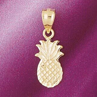 Dazzlers Jewelry Pineapple Fruit Pendant Necklace Charm Bracelet in Yellow, White or Rose Gold 6848…