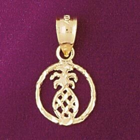 Dazzlers Jewelry Pineapple Fruit Pendant Necklace Charm Bracelet in Yellow, White or Rose Gold 6849…