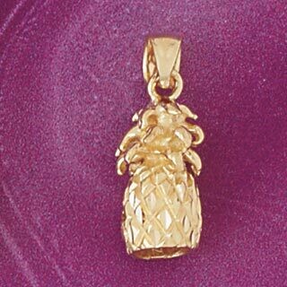 Dazzlers Jewelry Pineapple Fruit 3D Pendant Necklace Charm Bracelet in Yellow, White or Rose Gold 6…
