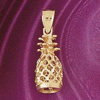 Dazzlers Jewelry Pineapple Fruit 3D Pendant Necklace Charm Bracelet in Yellow, White or Rose Gold 6…