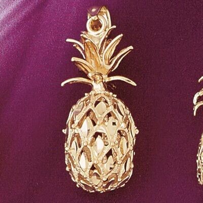 Dazzlers Jewelry Pineapple Fruit 3D Pendant Necklace Charm Bracelet in Yellow, White or Rose Gold 6…