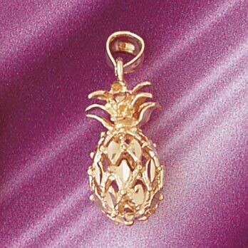 Dazzlers Jewelry Pineapple Fruit 3D Pendant Necklace Charm Bracelet in Yellow, White or Rose Gold 6…