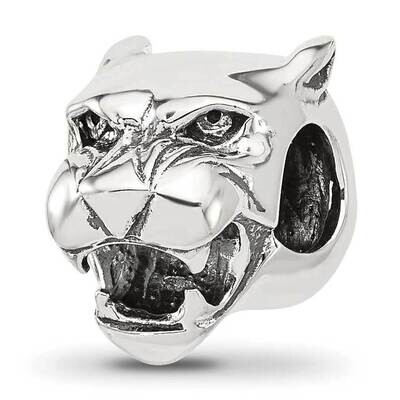 Antiqued Chinese Panther Head Bead Sterling Silver QRS4386, MPN: QRS4386,
