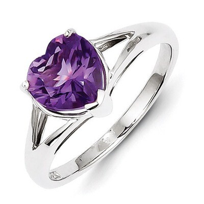 Amethyst Ring Sterling Silver Rhodium QDX434, MPN: QDX434, 883957355382