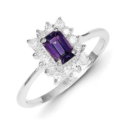 Amethyst and Diamond Ring Sterling Silver QR650, MPN: QR650, 815479013402