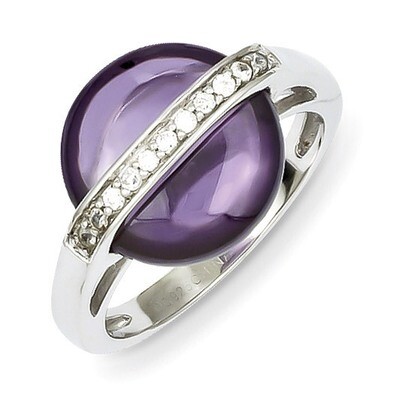Amethyst &amp; Diamond Ring Sterling Silver QR4170, MPN: QR4170, 883957507767