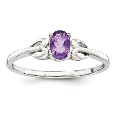 Amethyst Ring Sterling Silver Rhodium-plated QBR20FEB, MPN: QBR20FEB, 883957518688