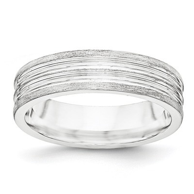 6mm Brushed Fancy Band Sterling Silver QWB118B Engravable, MPN: QWB118B, 886774331324