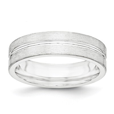 6mm Brushed Fancy Band Sterling Silver QWB117B Engravable, MPN: QWB117B, 886774331102