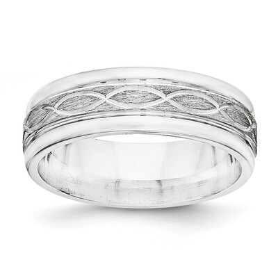 7mm Brushed Fancy Band Sterling Silver QWB132B Engravable, MPN: QWB132B, 886774335834