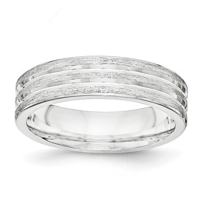 6mm Brushed Fancy Band Sterling Silver QWB108B Engravable, MPN: QWB108B, 886774329673