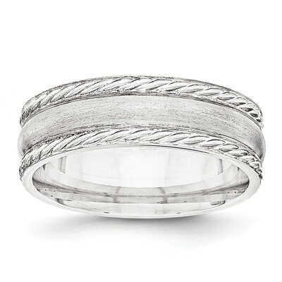 6mm Brushed Fancy Band Sterling Silver QWB116B Engravable, MPN: QWB116B, 886774334707