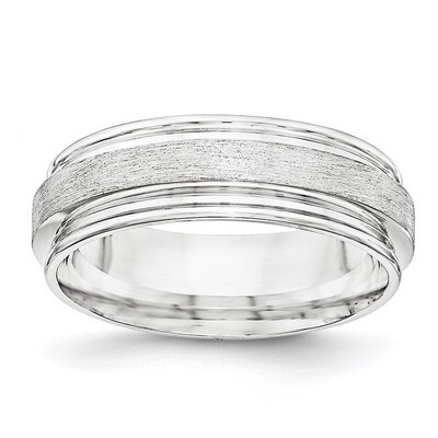 7mm Brushed Fancy Band Sterling Silver QWB112B Engravable, MPN: QWB112B, 886774334394