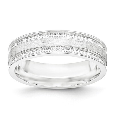 6mm Brushed Fancy Band Sterling Silver QWB114B Engravable, MPN: QWB114B, 886774330532