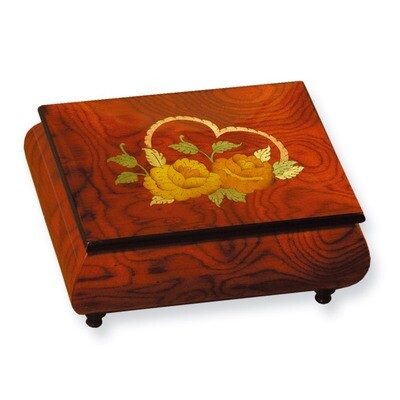 Red Floral &amp; Heart Inlay Music Box GM7524, MPN: GM7524, 802192923200
