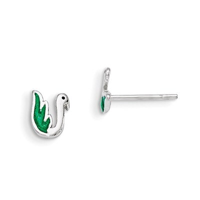 Enameled Swan Post Earrings Sterling Silver QE8664, MPN: QE8664, 883957561851