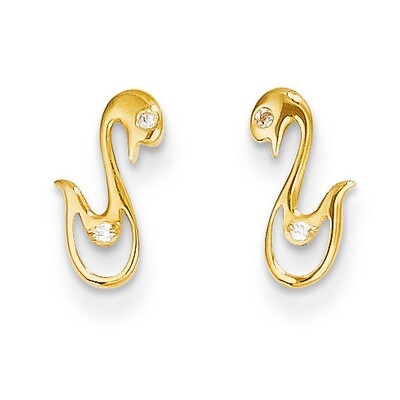 Synthetic Diamond Swan Baby Post Earrings - 14k Gold GK600 by Madi K, MPN: GK600, 886774983868