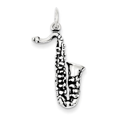 Saxophone Charm Antiqued Sterling Silver QC7773, MPN: QC7773, 883957570112