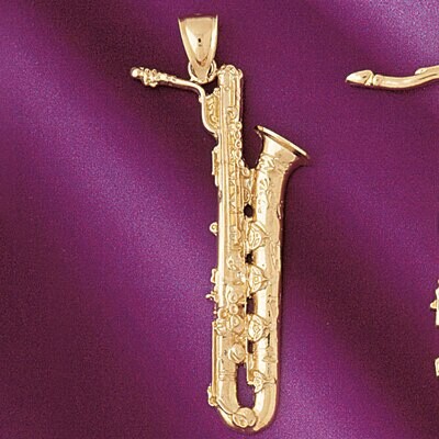 Dazzlers Jewelry Saxophone Pendant Necklace Charm Bracelet in Yellow, White or Rose Gold 6157, MPN:…