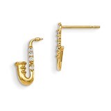 CZ Children&#39;S Saxophone Post Earrings 14k Gold GK841, MPN: GK841, 191101368530