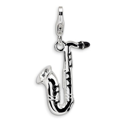 3-D Enameled Saxophone Charm Sterling Silver QCC290 by Amore La Vita, MPN: QCC290, 883957332475