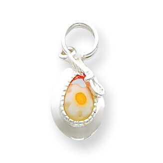 Multi-color Glass Hat Charm Sterling Silver QC4657
