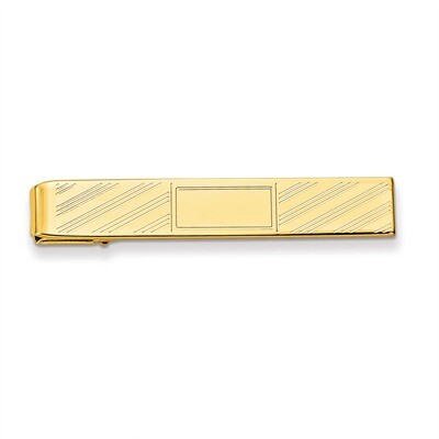 Kelly Waters Lined Tie Bar with Center Square Gold-plated KW737, MPN: KW737,