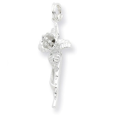 Polished Flower Charm Sterling Silver QC6629