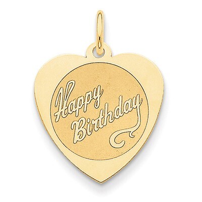 Happy Birthday Heart Disc Charm 14k Gold A2000/L, MPN: A2000/L, 883957853468