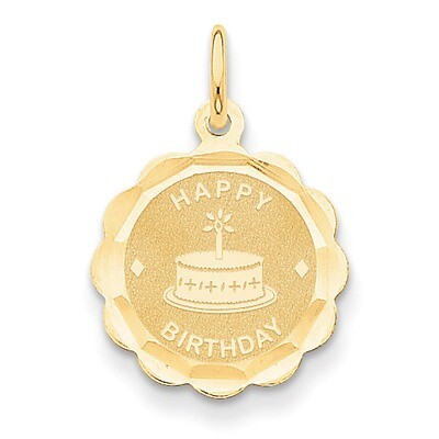 Satin Engravable Happy Birthday Charm 14k Gold Polished XAC758, MPN: XAC758, 883957344171