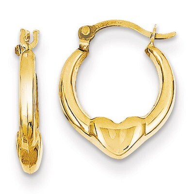 Hollow Heart Hoop Earrings 14k Gold TL734, MPN: TL734, 886774960951