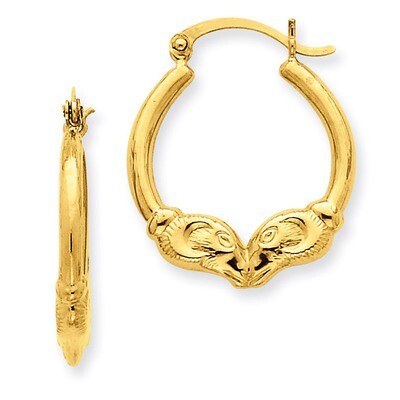 Ram Hoop Earrings 14k Gold Polished T897, MPN: T897, 883957287317