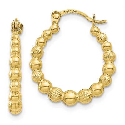 Beaded Hoop Earrings 10k Gold 10TL757, MPN: 10TL757, 191101565243