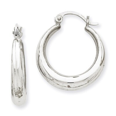 Polished Hoop Earrings 14k White Gold TC543, MPN: TC543, 883957290157